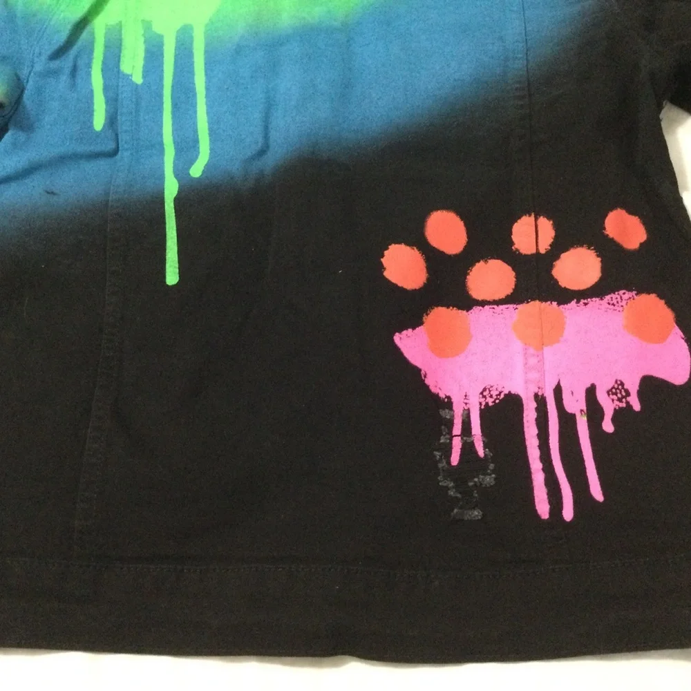 Mackeen Painted Distressed Men’s Graffiti Denim Jacket Size M - Picture 7 of 11